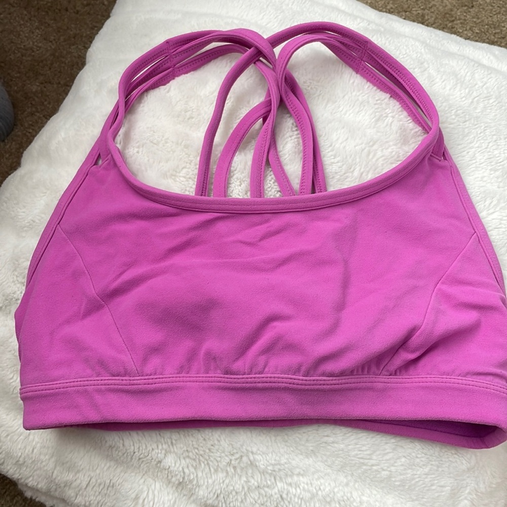 ATHLETA sport bra pink/ lilac cross back XS